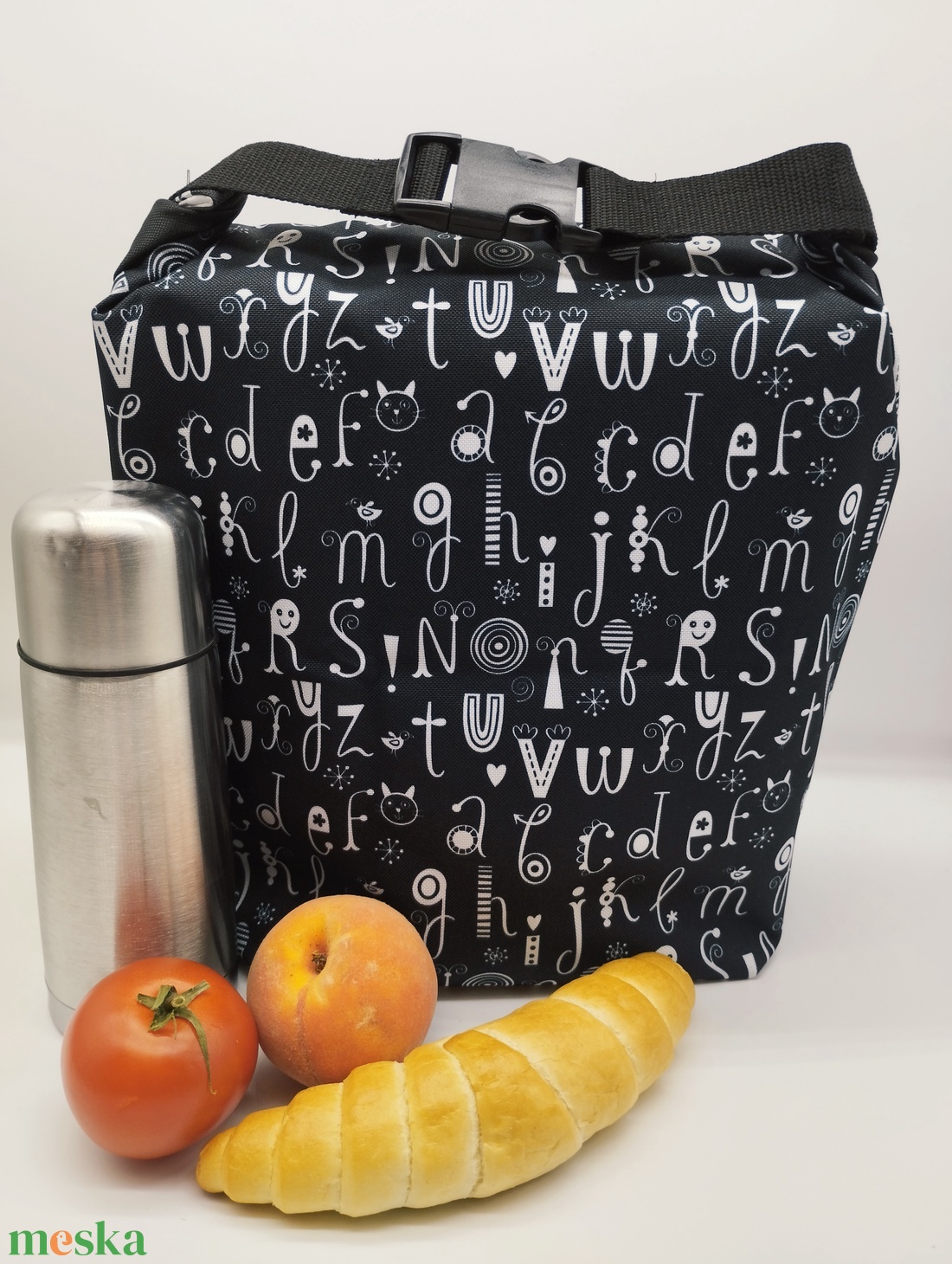 Uzsonnás táska - Rolltop lunch bag - zero waste - táska & tok - uzsonna- & ebéd tartó - ebéd tasak, doboz - Meska.hu