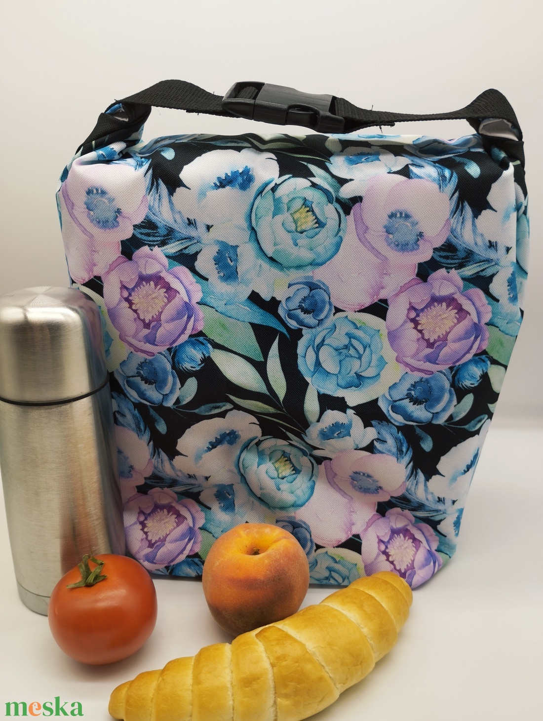 Uzsonnás táska - Rolltop lunch bag - zero waste - táska & tok - uzsonna- & ebéd tartó - ebéd tasak, doboz - Meska.hu