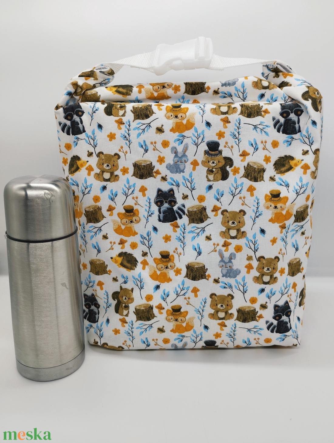 Uzsonnás táska - Rolltop lunch bag - zero waste - táska & tok - uzsonna- & ebéd tartó - ebéd tasak, doboz - Meska.hu