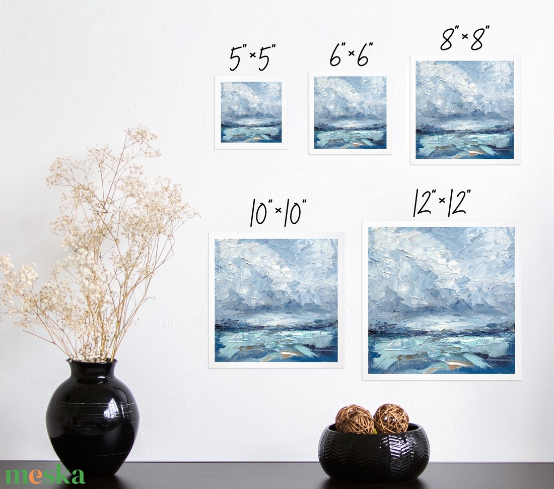 Absztrakt Horizont, Óceán Felhőkkel - Art Print, Giclée Nyomat Olajfestményről, Modern Fali Dekoráció - művészet - grafika & illusztráció - művészi nyomat - Meska.hu