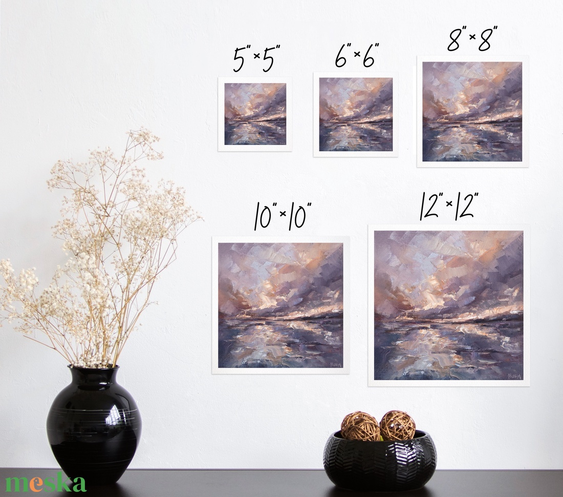 Absztrakt Horizont, Napnyugta Tükröződésekkel - Art Print, Giclée Nyomat Olajfestményről, Modern Fali Dekoráció - otthon & életmód - dekoráció - kép & falikép - kép & falikép - Meska.hu