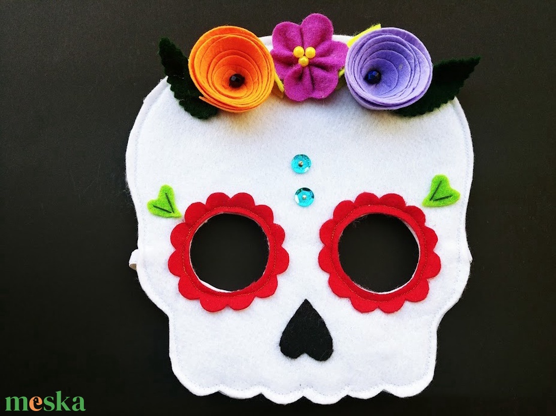 Sugar skull cukorkoponya álarc- RENDELHETŐ! - otthon & életmód - dekoráció - halloween - halloweeni jelmez és kiegészítők - Meska.hu