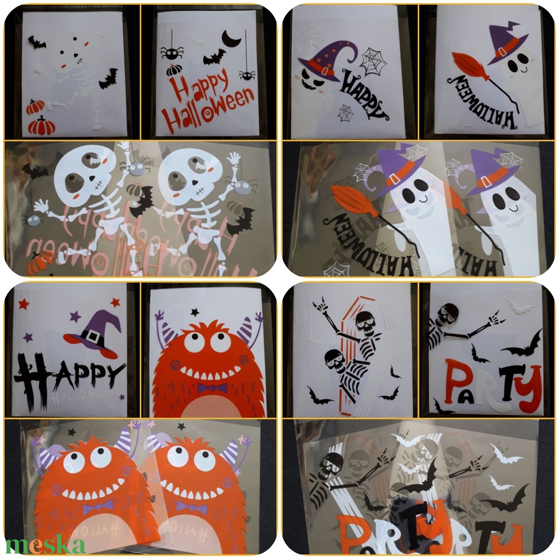 Ajándékzacskó Halloweenre, mindkét oldalán mintával  - 13 x 10 cm (1450) - kellékek & szerszámok - dekorációs kellékek - egyéb kellékek - Meska.hu