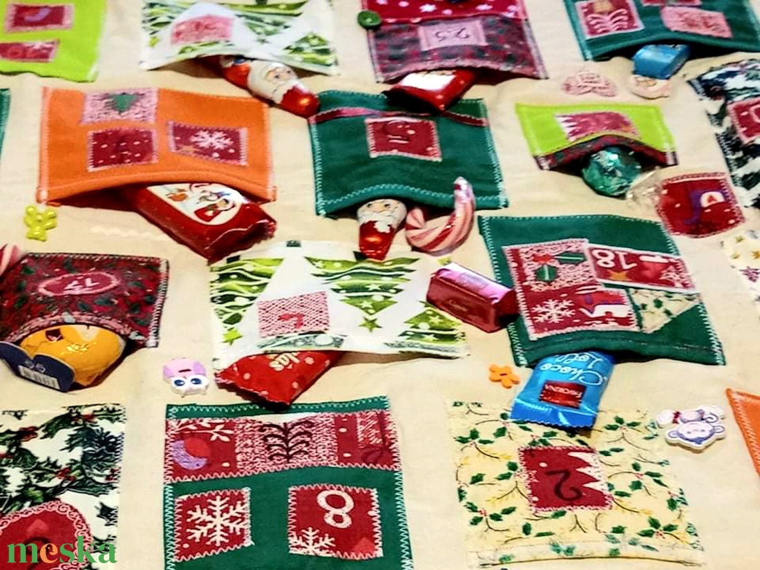 Textil zsebes adventi naptár - karácsony - adventi díszek - adventi naptár - Meska.hu