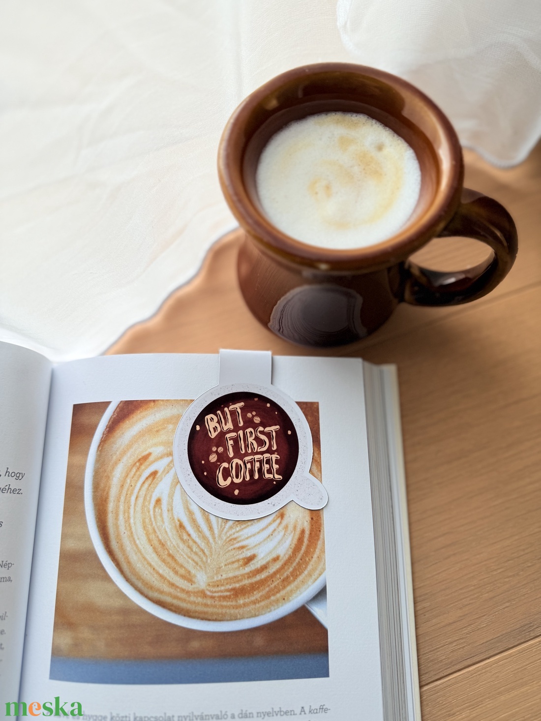 But first coffee - mágneses könyvjelző  - könyv & zene - könyvjelző - Meska.hu