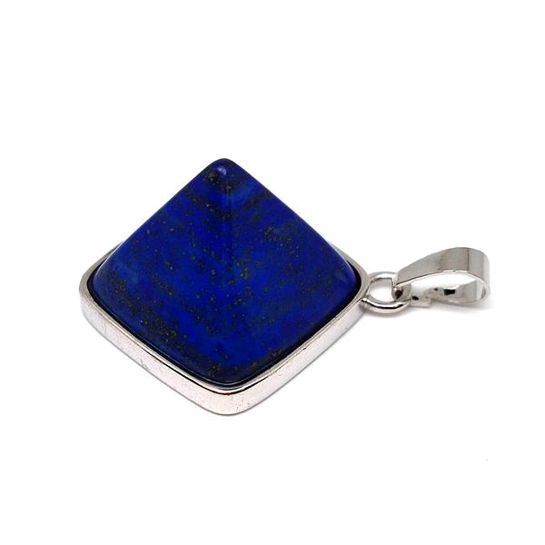 Piramis medál fémmel Lapis lazuli 2x2cm - ékszer - nyaklánc - medál - Meska.hu