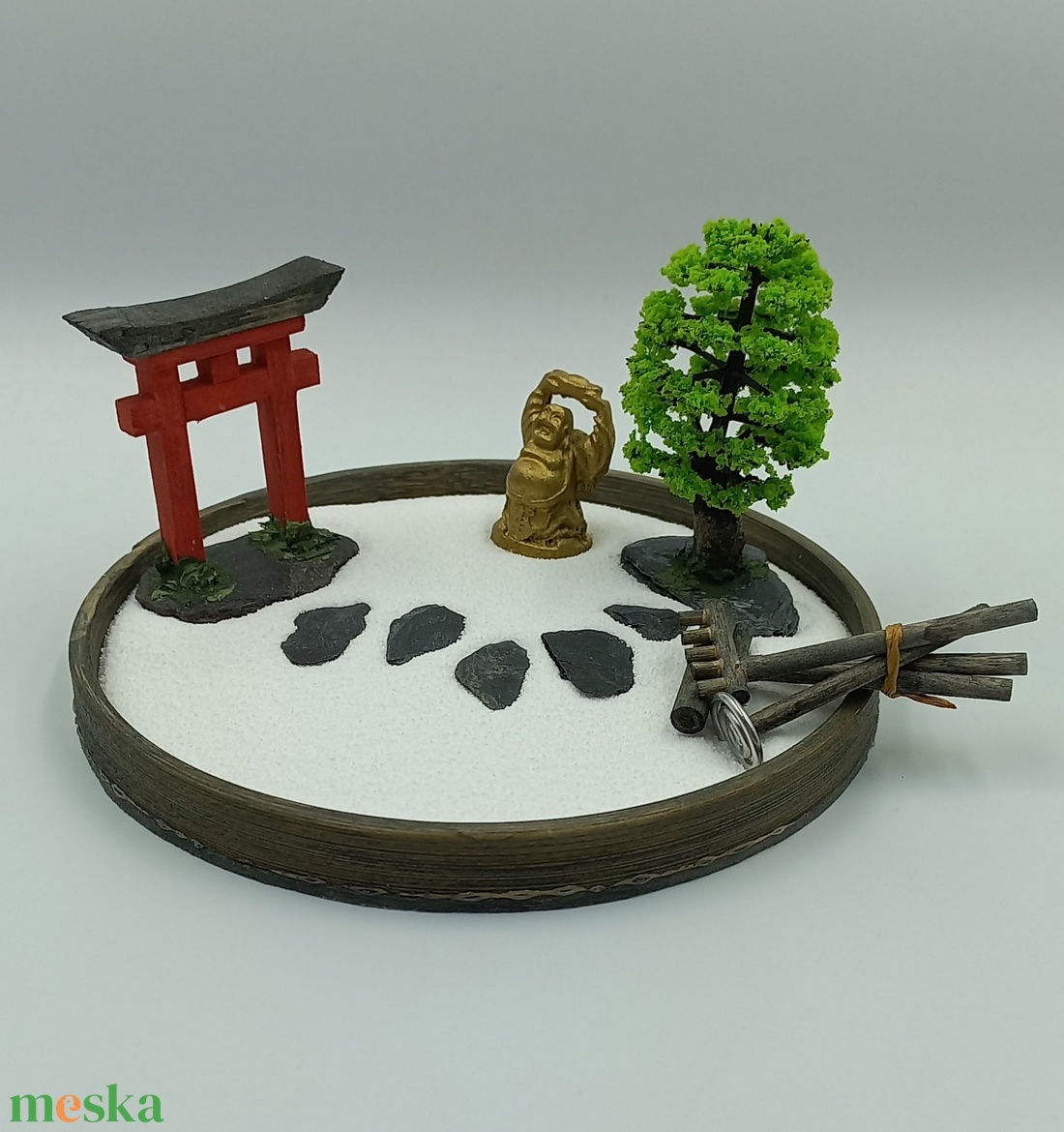 Japán kert (mini)- fával, torii kapuval és arany Buddhával - diy (csináld magad) - egységcsomag - Meska.hu