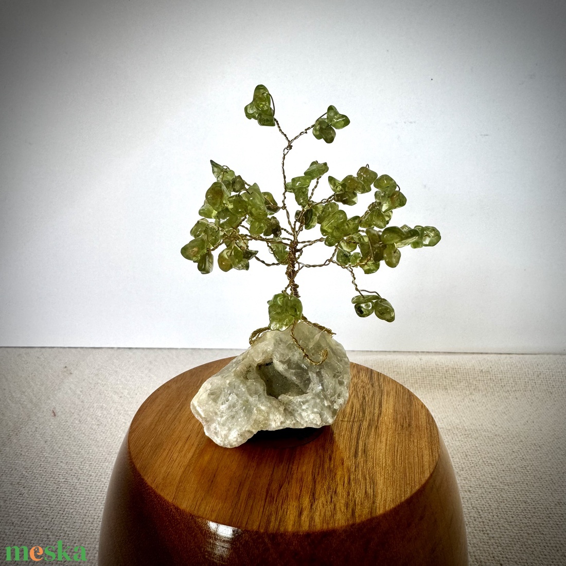 Mini Bonsai Kistály Ékszerfa szerencsefa, életfa, pénzfa, kristályfa peridot kvarc kövekből drágakő fa - otthon & életmód - dekoráció - asztal és polc dekoráció - gyöngyfa, ásványfa - Meska.hu