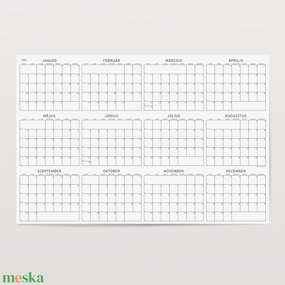 GRÁF éves poszternaptár / nagyméretű évtervező / fali tervező naptár - otthon & életmód - papír írószer - naptár & tervező - Meska.hu