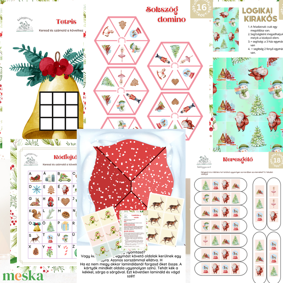 Téli Karácsonyi foglalkoztató és társasjáték téli dobble memória játék - játék & sport - készségfejlesztő és logikai játék - logikai játékok - Meska.hu