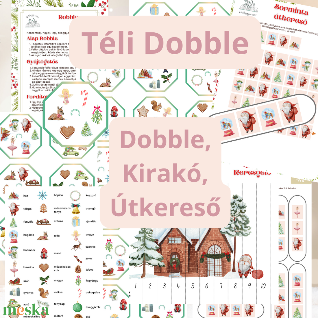 KCS3 Téli Karácsonyi Dobble kirakó útkereső - karácsony - mikulás - mikulás ajándékok - Meska.hu