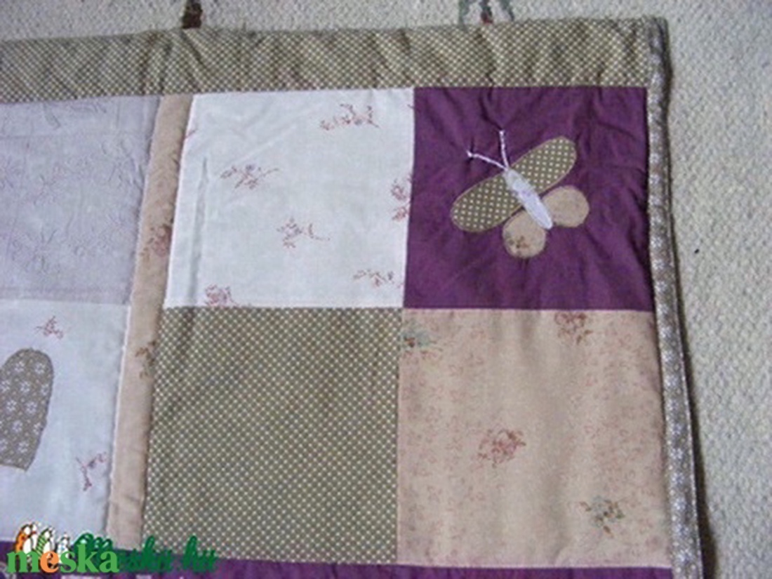 Lilás-drappos patchwork takaró, névre szóló -  - Meska.hu