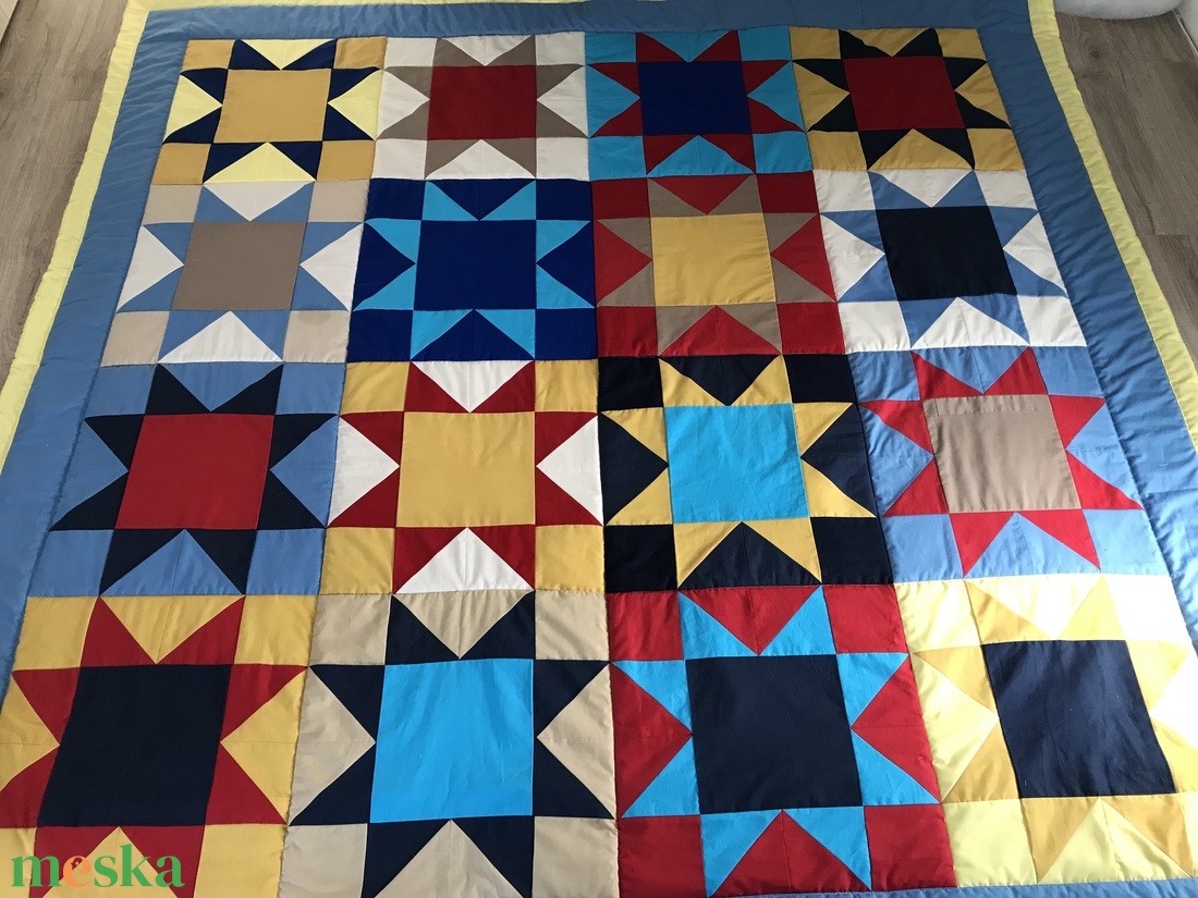 patchwork takaró csillagmintás - otthon & életmód - lakástextil - ágytakaró - Meska.hu