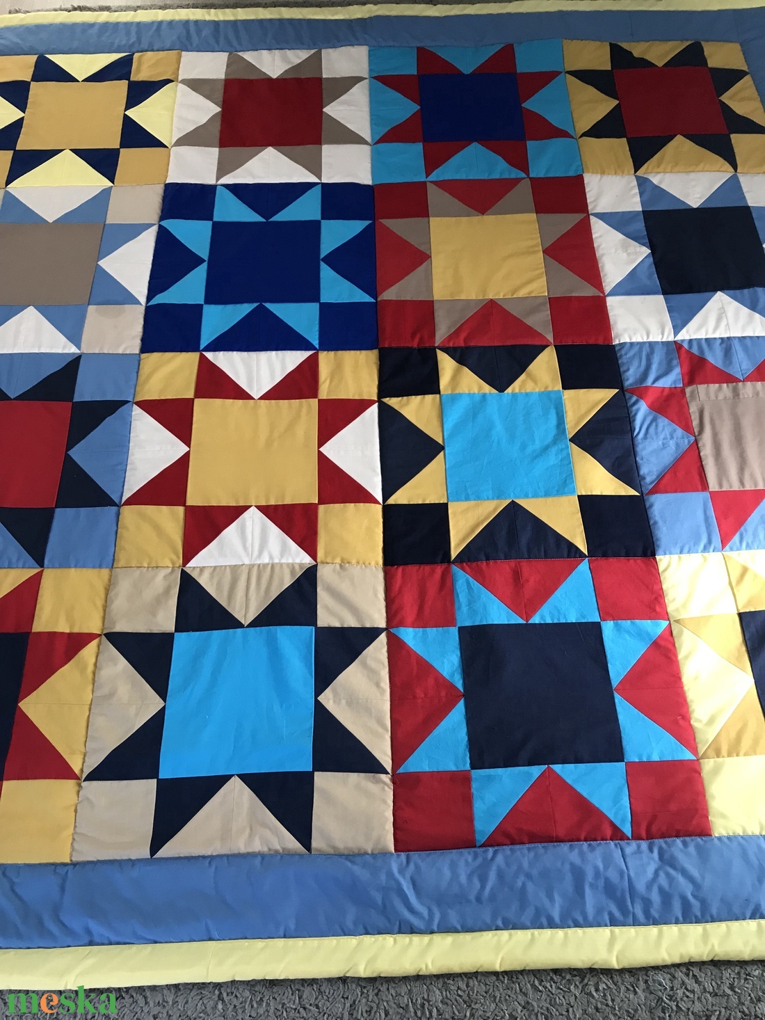 patchwork takaró csillagmintás - otthon & életmód - lakástextil - ágytakaró - Meska.hu