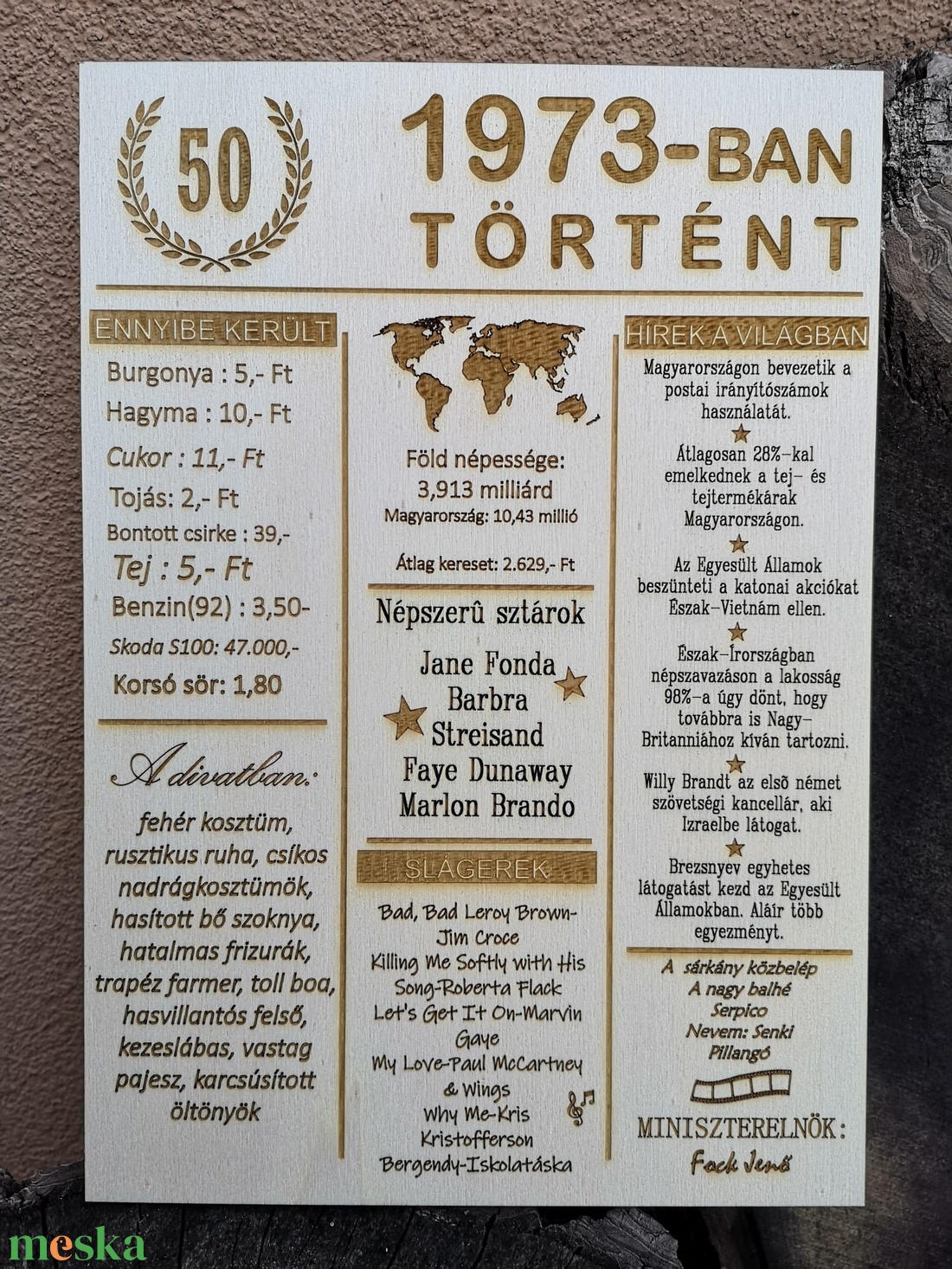 50 éves jubileum, azaz 1973-ban történt - otthon & életmód - dekoráció - kép & falikép - táblakép - Meska.hu