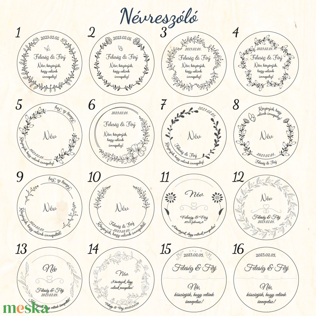 Esküvői köszönőajándék, poháralátét, ültetőkártya   kerek, testreszabható - esküvő - emlék & ajándék - köszönőajándék - Meska.hu