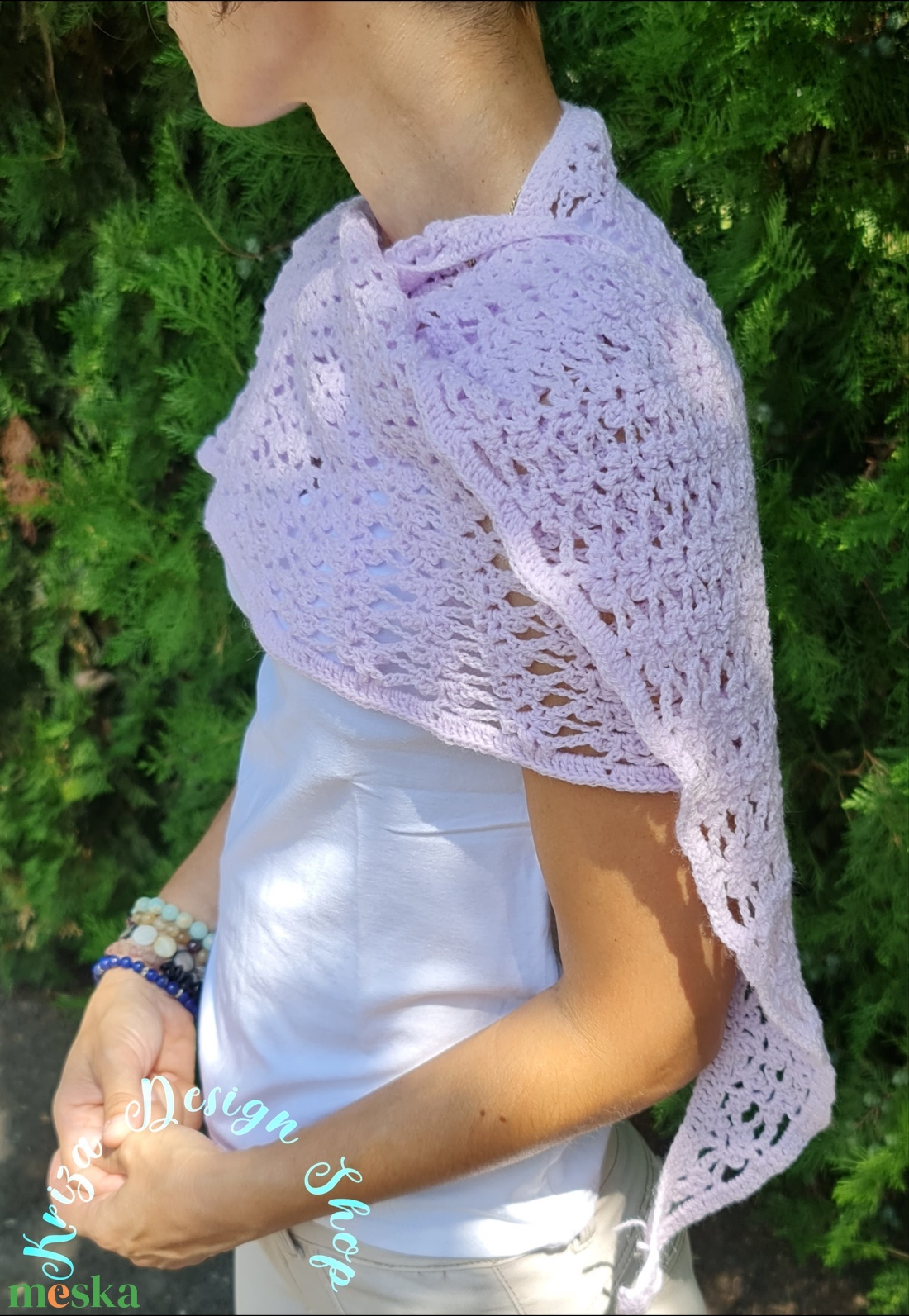 Kézműves horgolt csipke kendő - Summer Lace shawl - ruha & divat - sál, sapka, kendő - vállkendő - Meska.hu