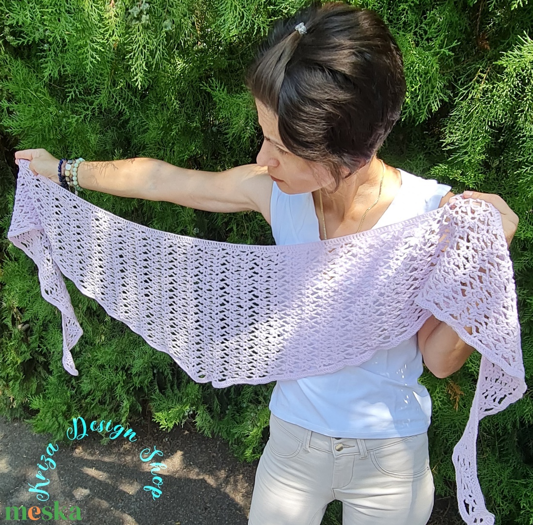 Kézműves horgolt csipke kendő - Summer Lace shawl - ruha & divat - sál, sapka, kendő - vállkendő - Meska.hu