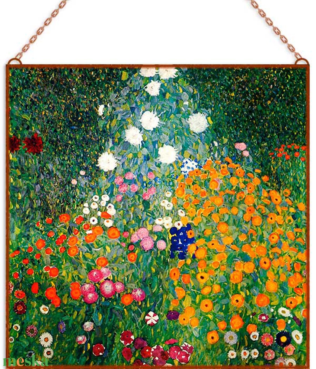 Gustav Klimt - Garden in Flowers - otthon & életmód - dekoráció - kép & falikép - üvegkép - Meska.hu