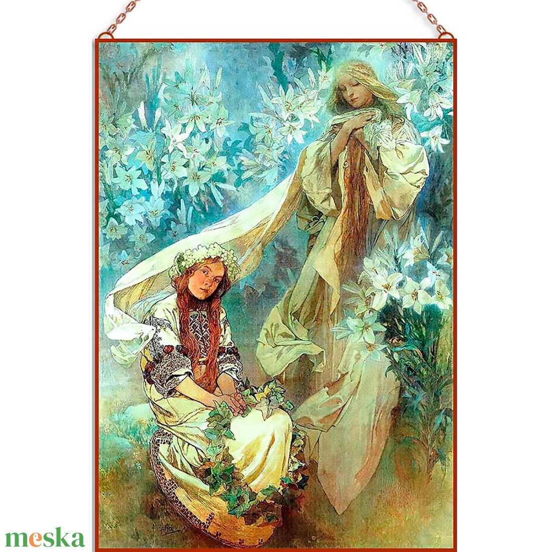 Alfons Mucha - Madonna of the lilies - otthon & életmód - dekoráció - kép & falikép - üvegkép - Meska.hu