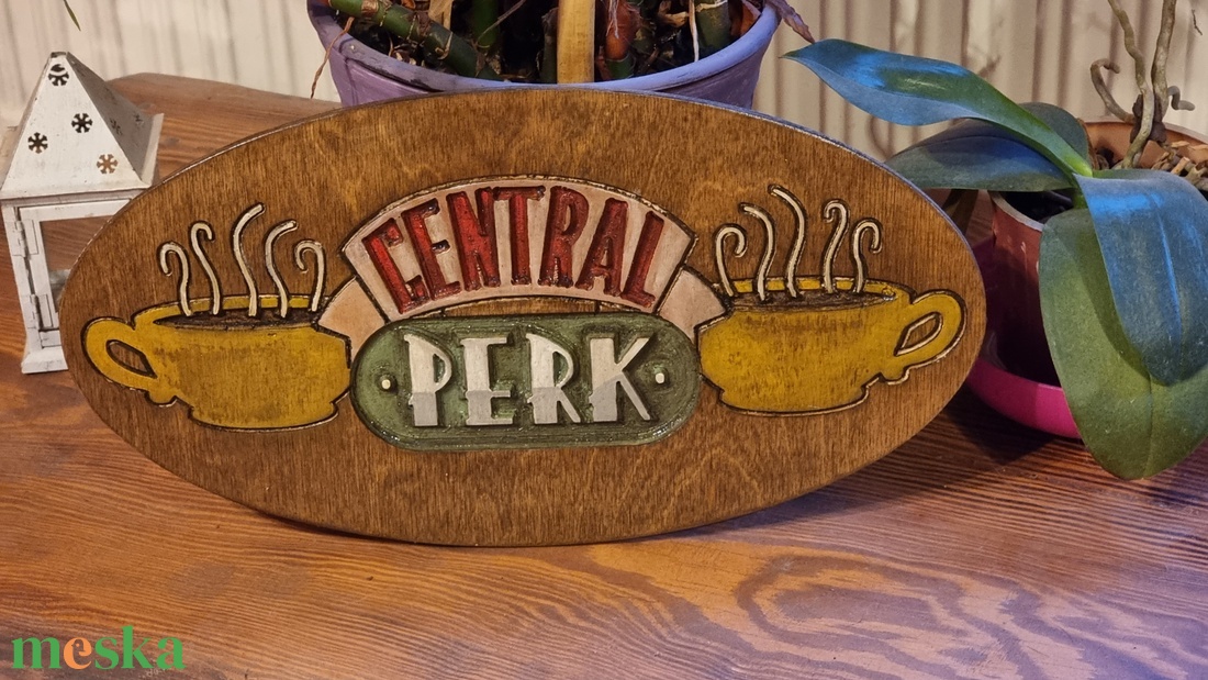 Central Perk gravírozott fatábla - otthon & életmód - dekoráció - fali és függő dekoráció - falra akasztható dekor - Meska.hu