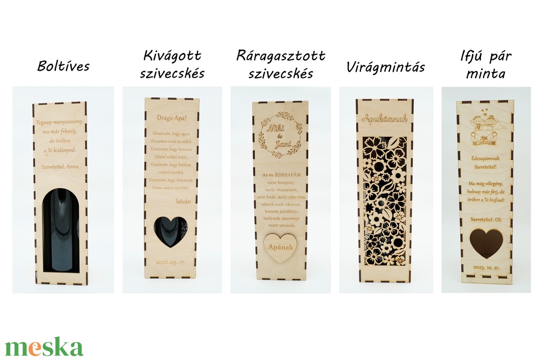 Szülőköszöntő szett (4 db): 2 bortartó + 2 virágbox egyedileg gravírozva fa dobozban édesapának és édesanyának - esküvő - emlék & ajándék - szülőköszöntő ajándék - Meska.hu