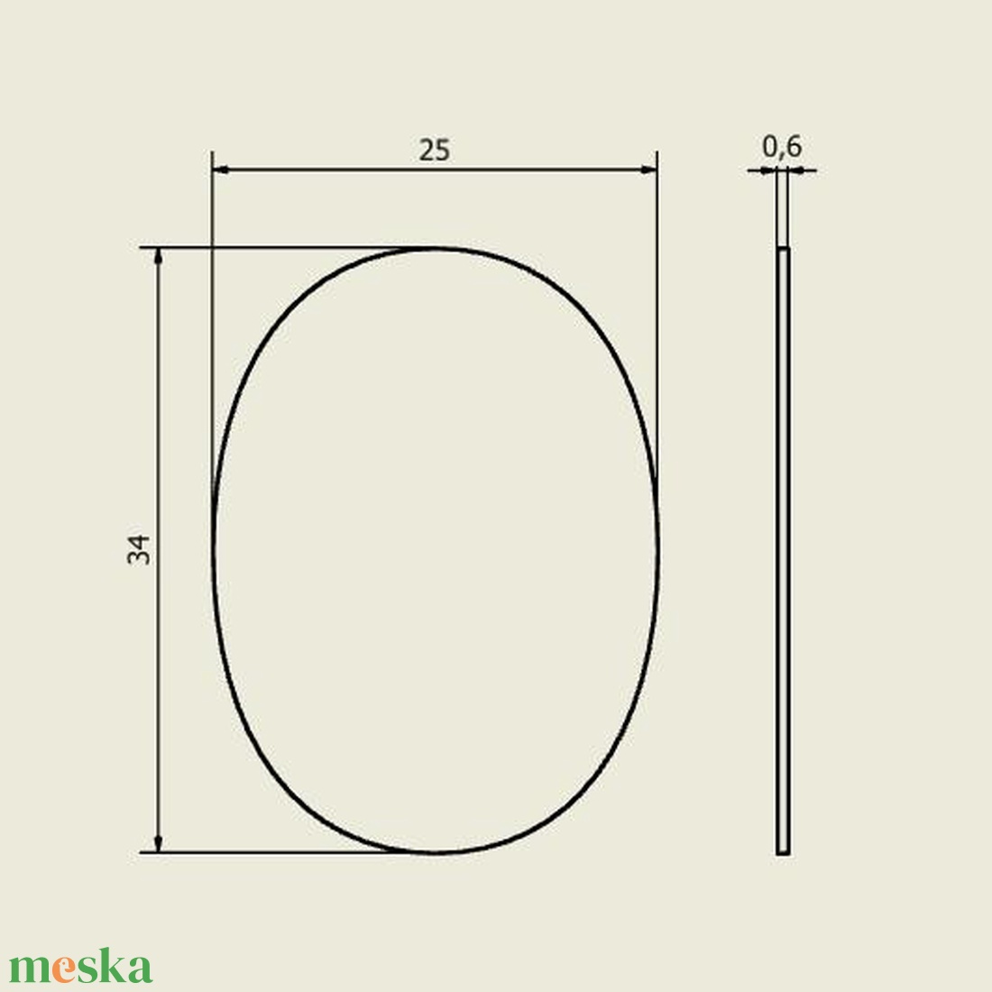 Ellipszis 25x34 mm-es medál, korong - kellékek & szerszámok - vegyes alapanyag - egyéb alapanyag - Meska.hu