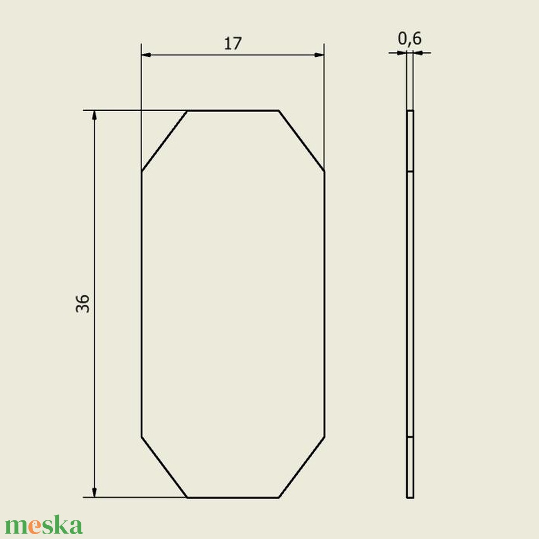 Letört sarkú téglalap 14x36 mm medál, korong - kellékek & szerszámok - vegyes alapanyag - egyéb alapanyag - Meska.hu