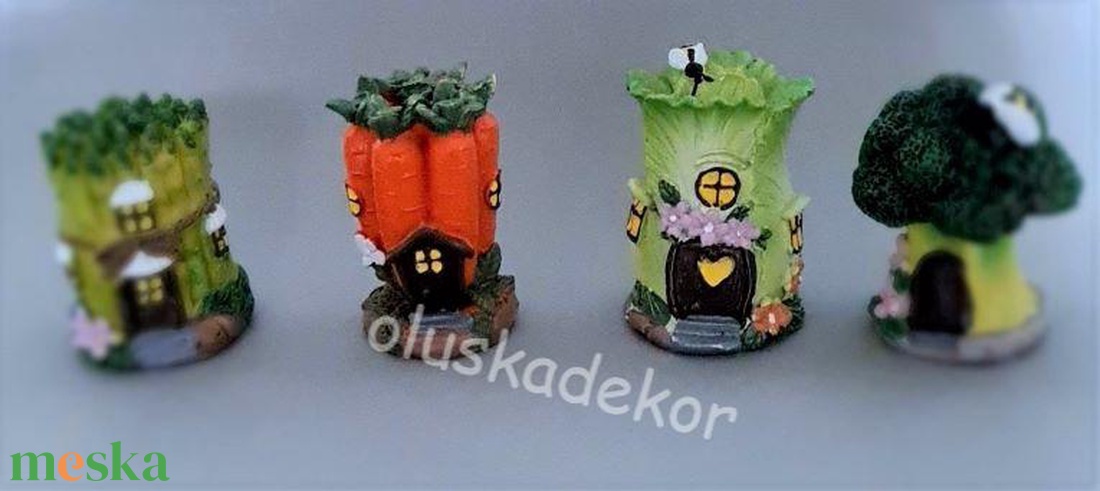 Zöldségházikó, brokkoli, saláta, spárga    7cm - kellékek & szerszámok - dekorációs kellékek - figurák - Meska.hu