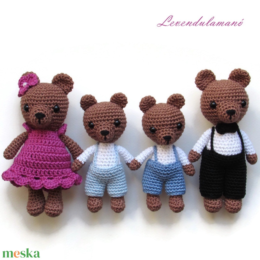 Rendelhető - Horgolt maci család amigurumi  - játék & sport - plüssállat & játékfigura - maci - Meska.hu