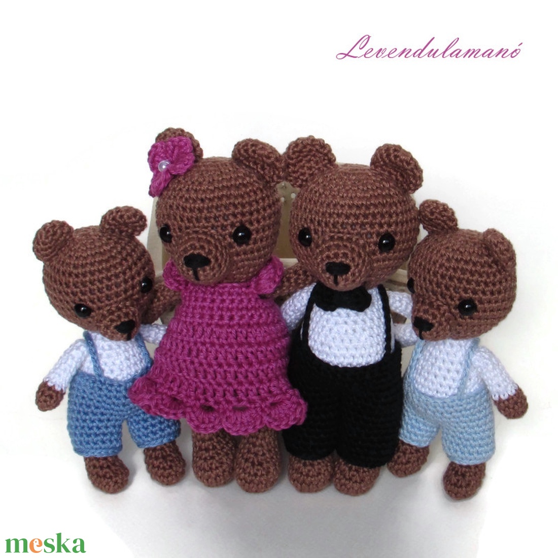 Rendelhető - Horgolt maci család amigurumi  - játék & sport - plüssállat & játékfigura - maci - Meska.hu