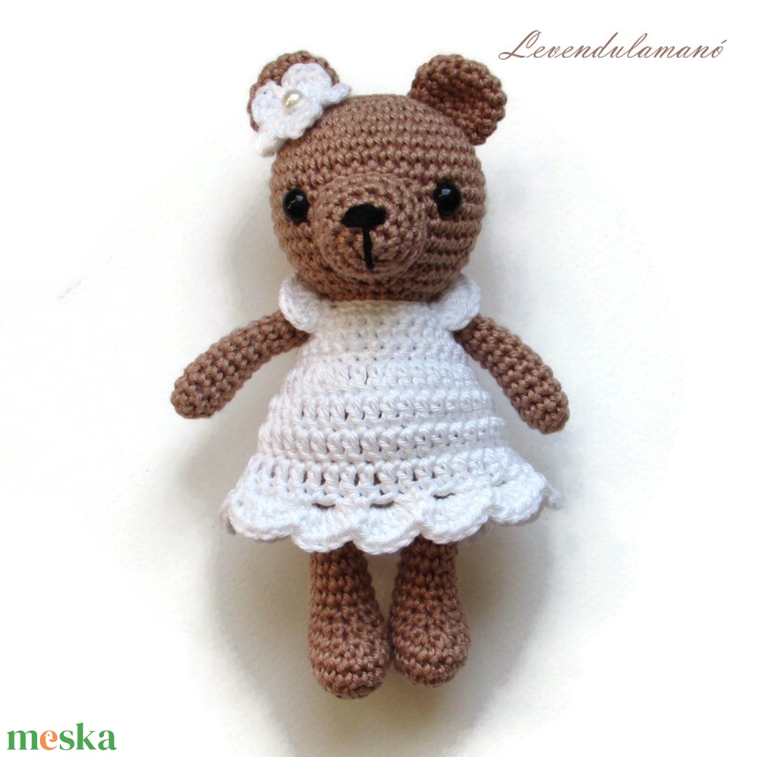 Horgolt napbarna macilány fehér ruhában amigurumi  - játék & sport - plüssállat & játékfigura - maci - Meska.hu