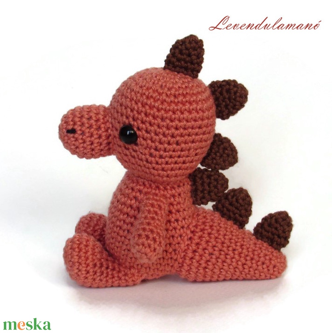 Horgolt narancssárga dinó amigurumi - játék & sport - plüssállat & játékfigura - plüss dínók - Meska.hu