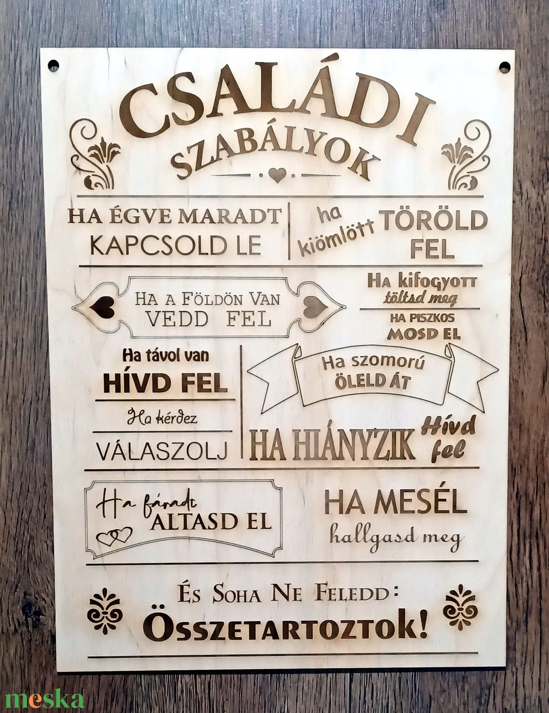 Családi szabályok fa tábla (nagy méret) - otthon & lakás - dekoráció - kép & falikép - fából készült kép - Meska.hu