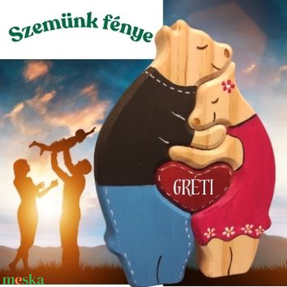 Szerelmünk gyümölcse-Szemünk fényei kézzel festett fa  mackó puzzle - otthon & lakás - dekoráció - dísztárgy - Meska.hu