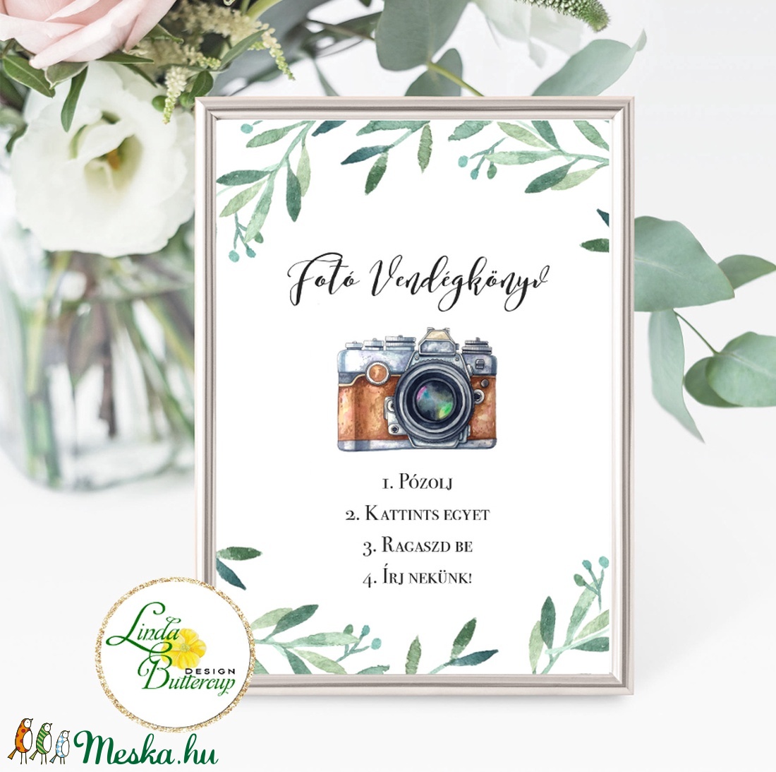 Fotó albumhoz Esküvői felirat, A4, Polaroid fotó Instrukció, selfi gép kellék - esküvő - dekoráció - tábla & jelzés - Meska.hu