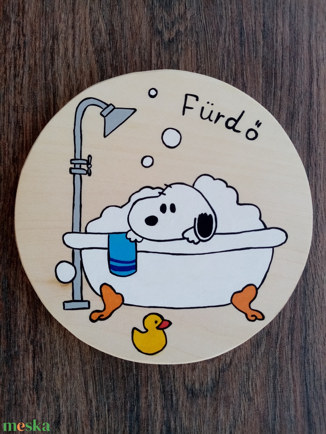 Ajtójelölő tábla, ajtó jelölő tábla, ajtódísz, kopogtató, névtábla, felirat. - snoopy fürdő - otthon & életmód - dekoráció - ajtó- és ablak dekoráció - ajtótábla - Meska.hu