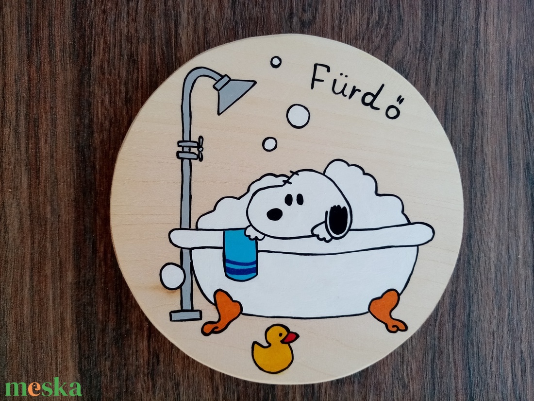 Ajtójelölő tábla, ajtó jelölő tábla, ajtódísz, kopogtató, névtábla, felirat. - snoopy fürdő - otthon & életmód - dekoráció - ajtó- és ablak dekoráció - ajtótábla - Meska.hu