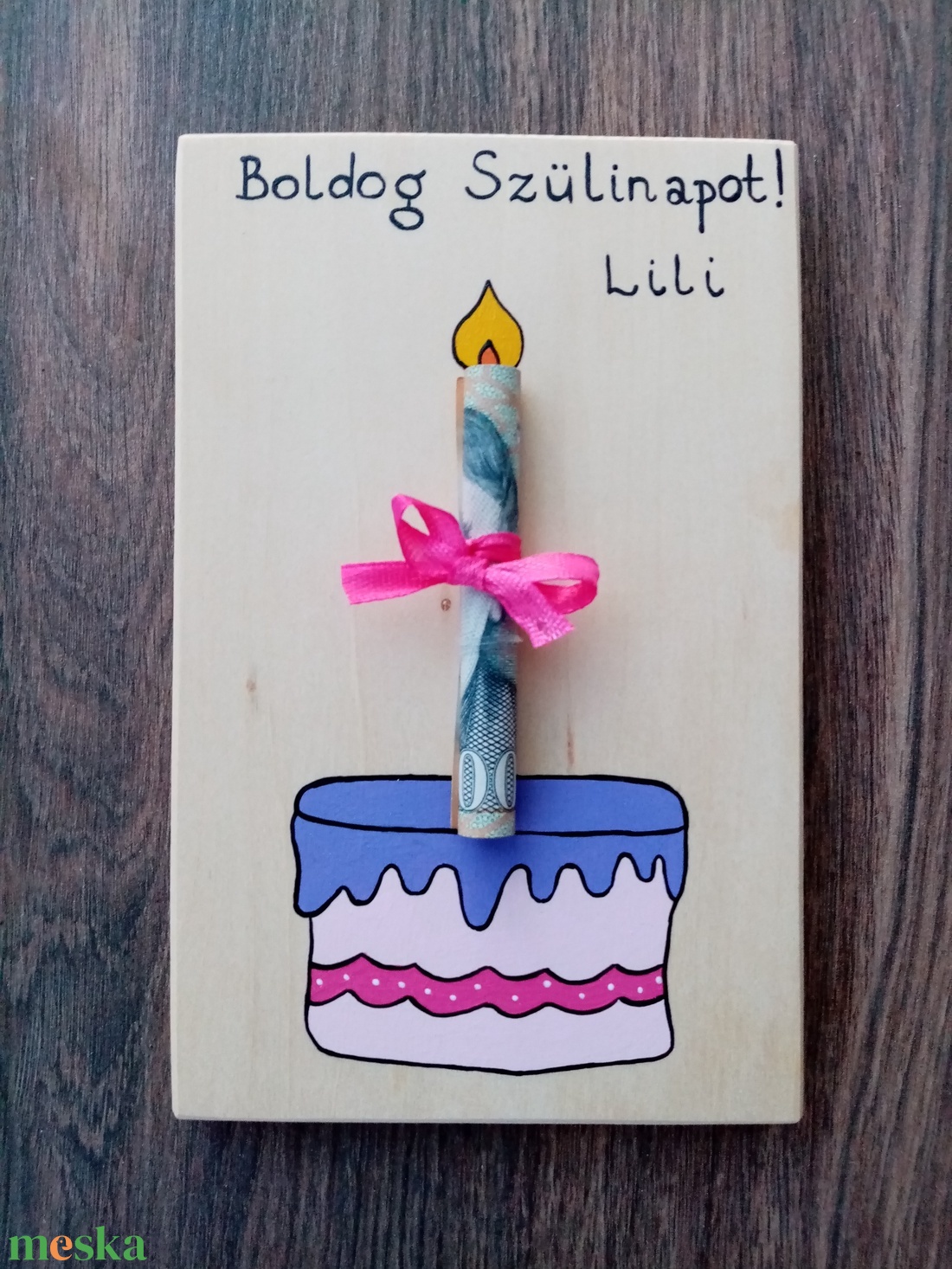 Születésnapi pénzátadó, fa tábla, ajándék- Többféle színben - otthon & életmód - dekoráció - asztal és polc dekoráció - díszdoboz - Meska.hu