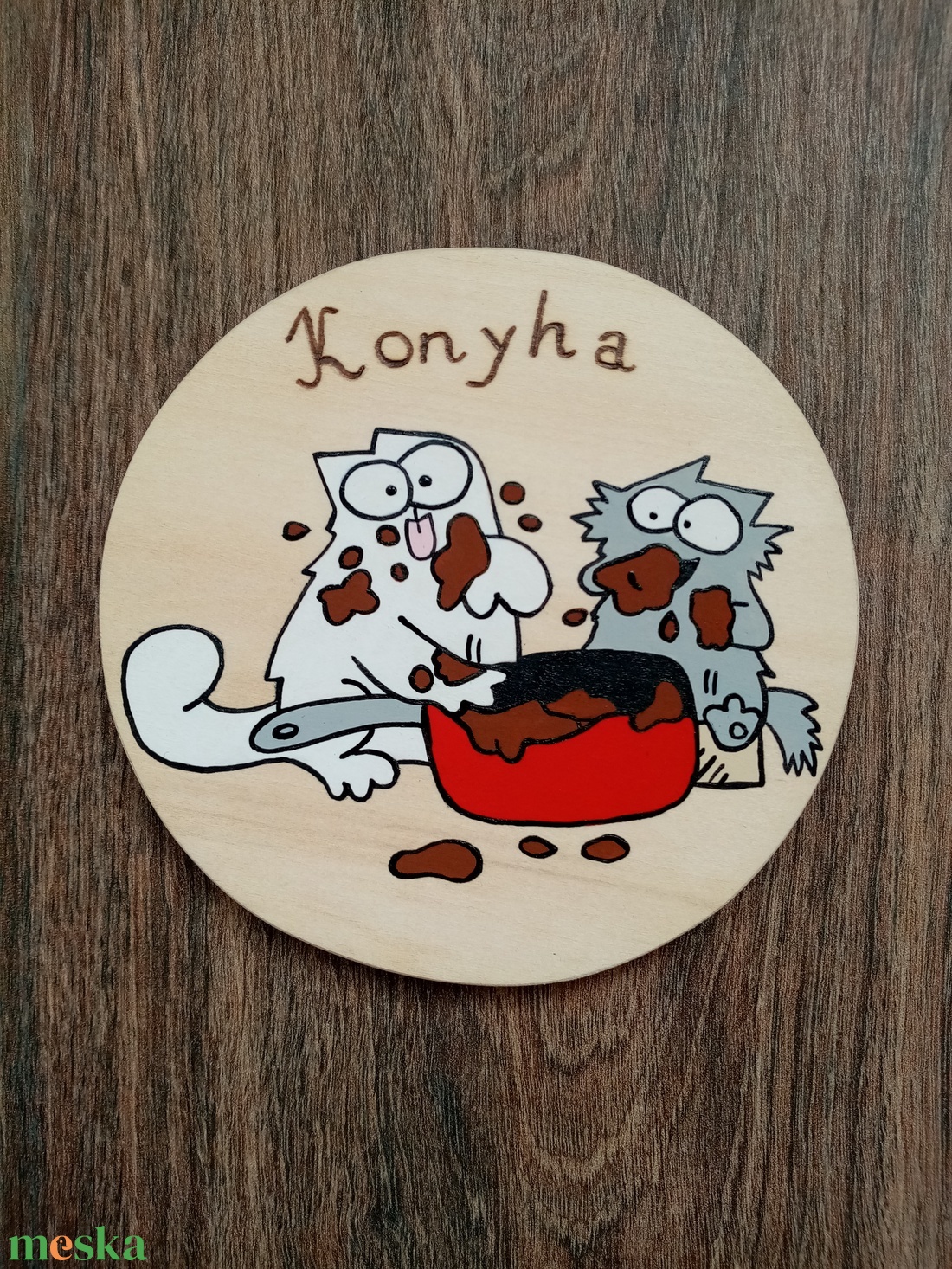 Simon' s cat - Konyha ajtójelölő tábla, ajtó jelölő tábla, ajtódísz, kopogtató - otthon & életmód - dekoráció - ajtó- és ablak dekoráció - ajtótábla - Meska.hu