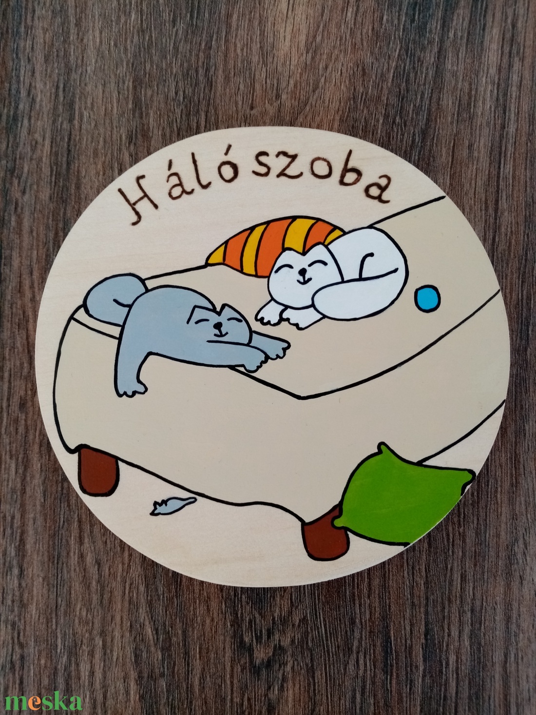 Simon's cat- Hálószoba ajtójelölő tábla, ajtó jelölő tábla, ajtódísz, kopogtató - otthon & életmód - dekoráció - ajtó- és ablak dekoráció - ajtótábla - Meska.hu