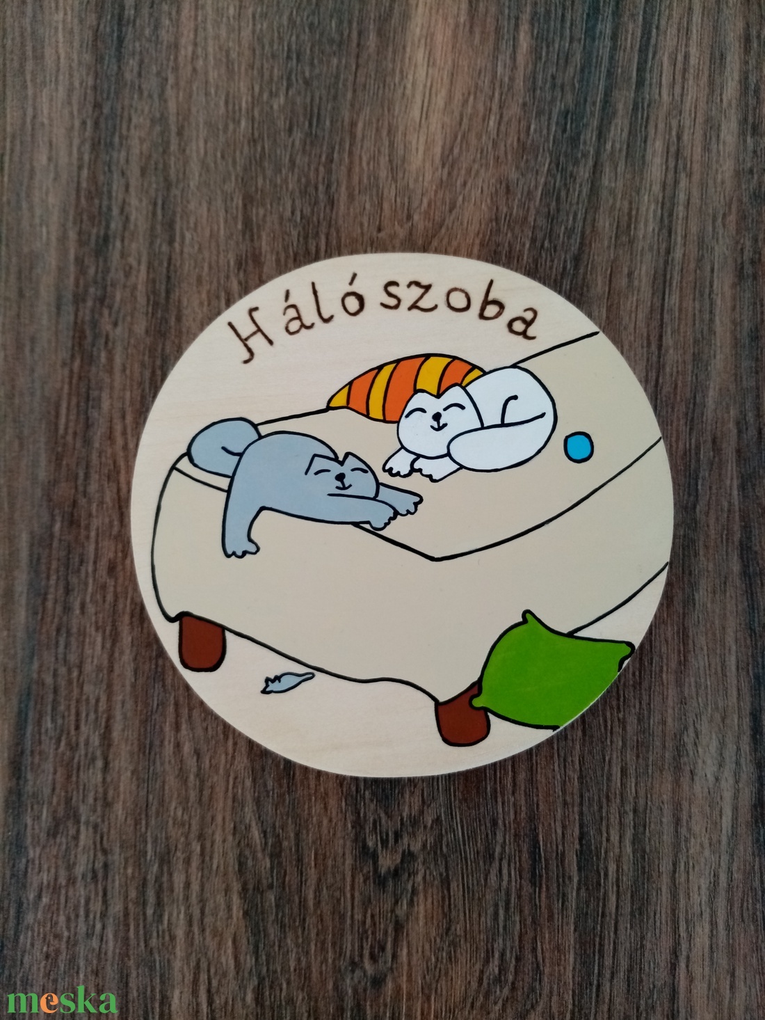 Simon's cat- Hálószoba ajtójelölő tábla, ajtó jelölő tábla, ajtódísz, kopogtató - otthon & életmód - dekoráció - ajtó- és ablak dekoráció - ajtótábla - Meska.hu