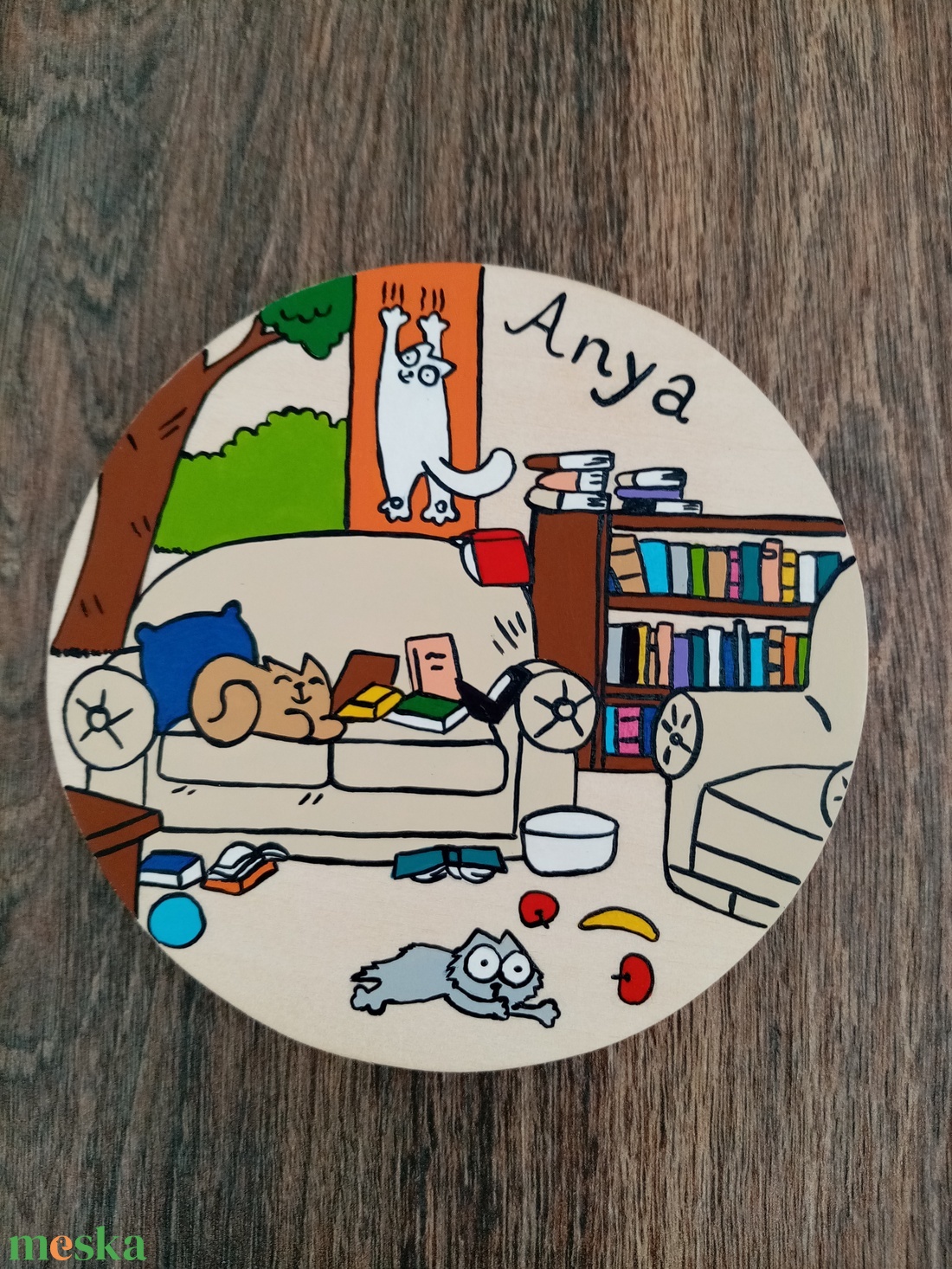 Simon' cat  - Hálószoba, Nappali tábla - Ajtójelölő tábla, ajtó jelölő tábla, névtábla, felirat, kopogtató - otthon & életmód - dekoráció - ajtó- és ablak dekoráció - ajtótábla - Meska.hu