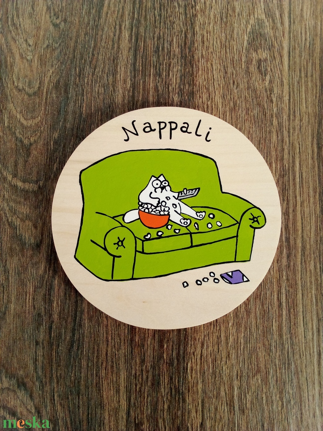 Simon' cat  - Nappali tábla . Ajtójelölő tábla, ajtó jelölő tábla, névtábla, felirat, kopogtató - otthon & életmód - dekoráció - ajtó- és ablak dekoráció - ajtótábla - Meska.hu