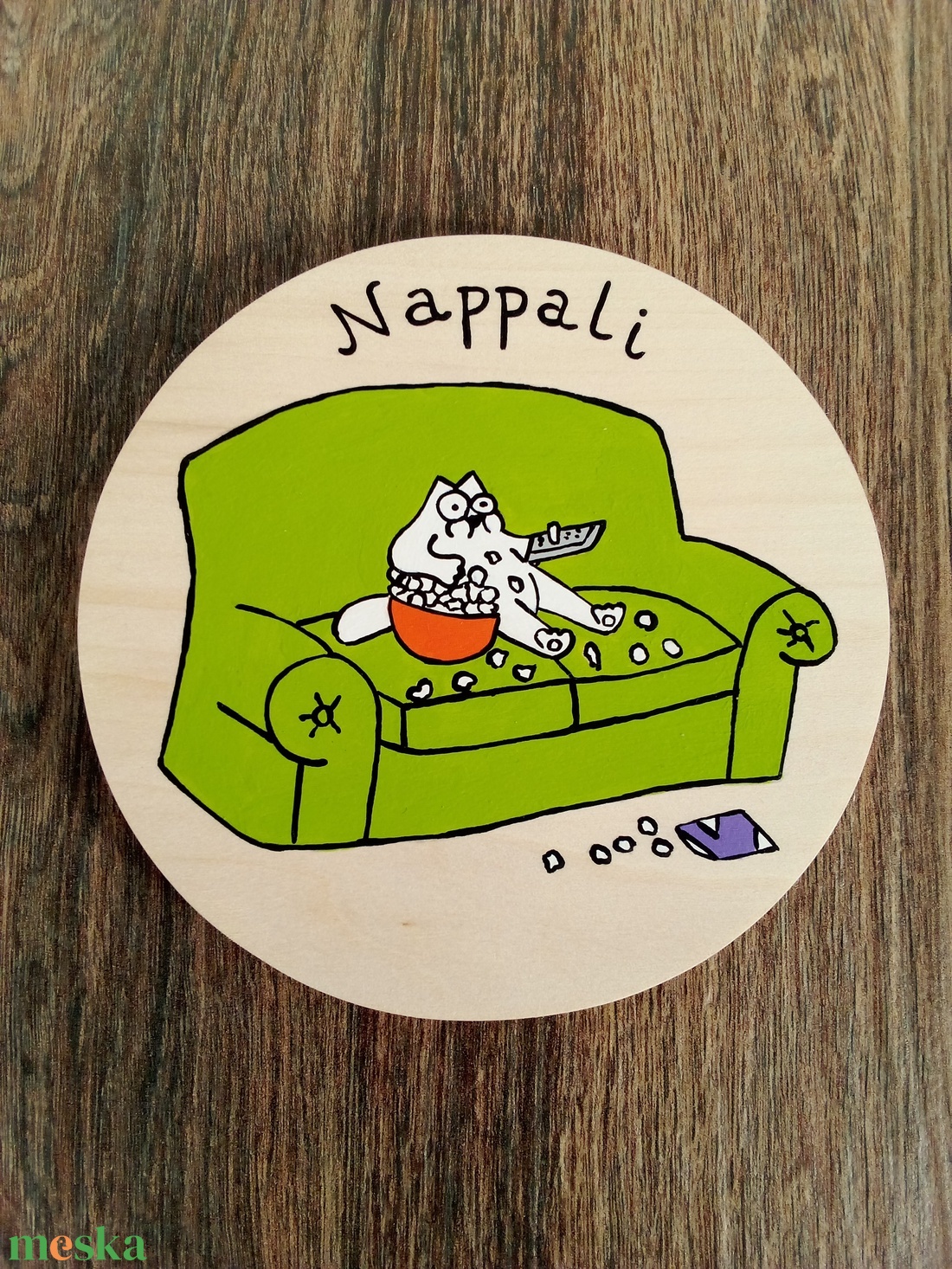 Simon' cat  - Nappali tábla . Ajtójelölő tábla, ajtó jelölő tábla, névtábla, felirat, kopogtató - otthon & életmód - dekoráció - ajtó- és ablak dekoráció - ajtótábla - Meska.hu