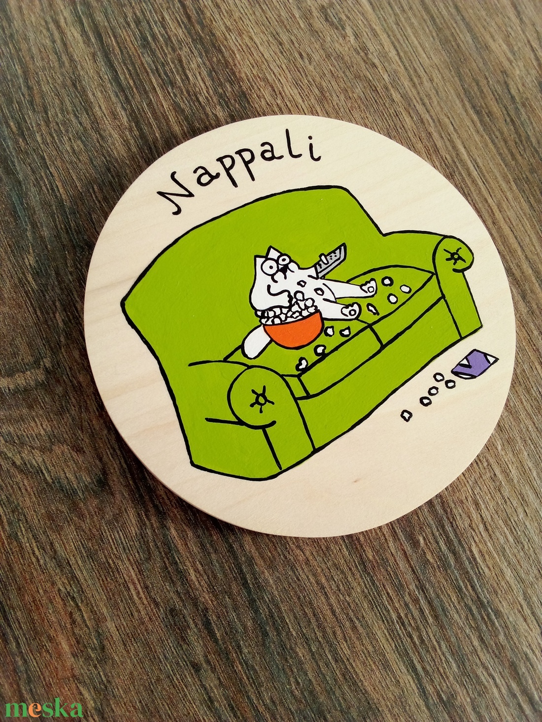 Simon' cat  - Nappali tábla . Ajtójelölő tábla, ajtó jelölő tábla, névtábla, felirat, kopogtató - otthon & életmód - dekoráció - ajtó- és ablak dekoráció - ajtótábla - Meska.hu