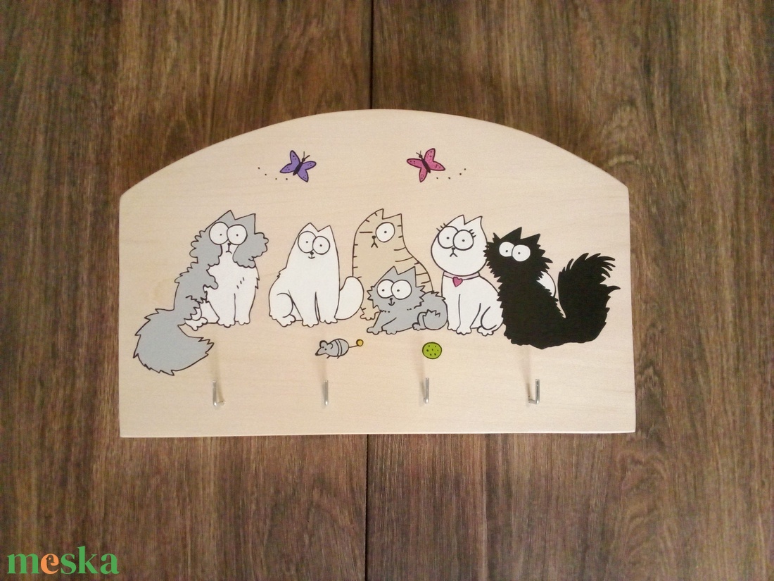 Simon's cat fali kulcstartó, fali kulcsakasztó, kulcsakasztó, fogas - otthon & életmód - dekoráció - fali és függő dekoráció - fali kulcstartó - Meska.hu