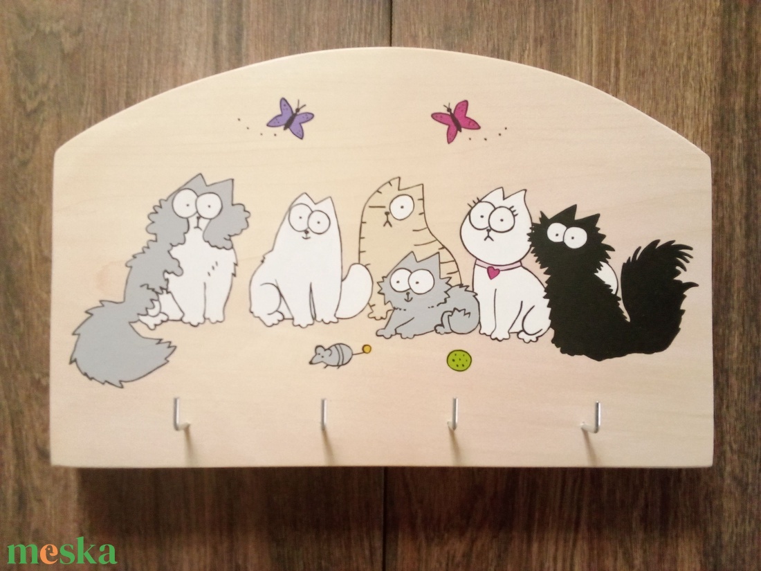 Simon's cat fali kulcstartó, fali kulcsakasztó, kulcsakasztó, fogas - otthon & életmód - dekoráció - fali és függő dekoráció - fali kulcstartó - Meska.hu