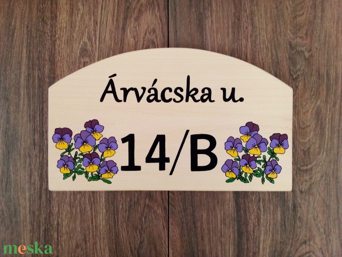 Házszám, házszámtábla, utcatábla- Árvácskák , házszám . - otthon & életmód - ház & kert - házszám - Meska.hu