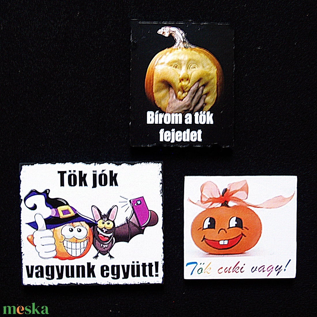 Halloweeni hűtőmágnes 6 db + egy meglepi - otthon & életmód - dekoráció - halloween - halloweeni meghívó, képeslap, ajándékkísérő - Meska.hu